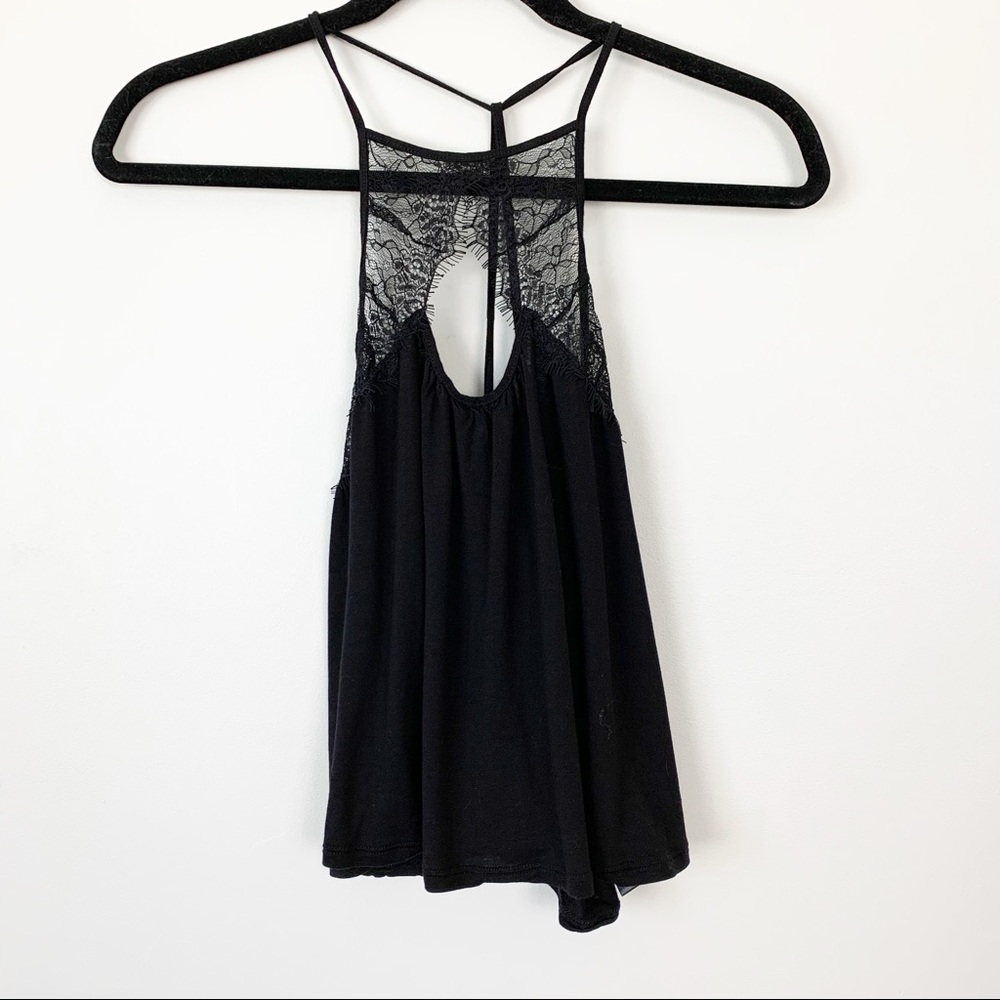 Kimchi Blue crop halter lace tank black strappy S
